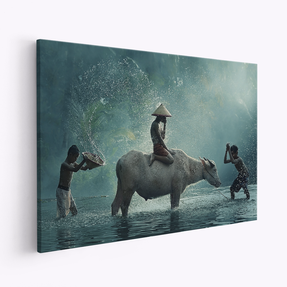 Canvastavla Vattenbuffel - Tavla