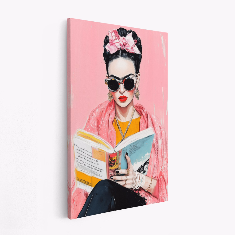 Canvastavla Frida Reading Book - Tavla