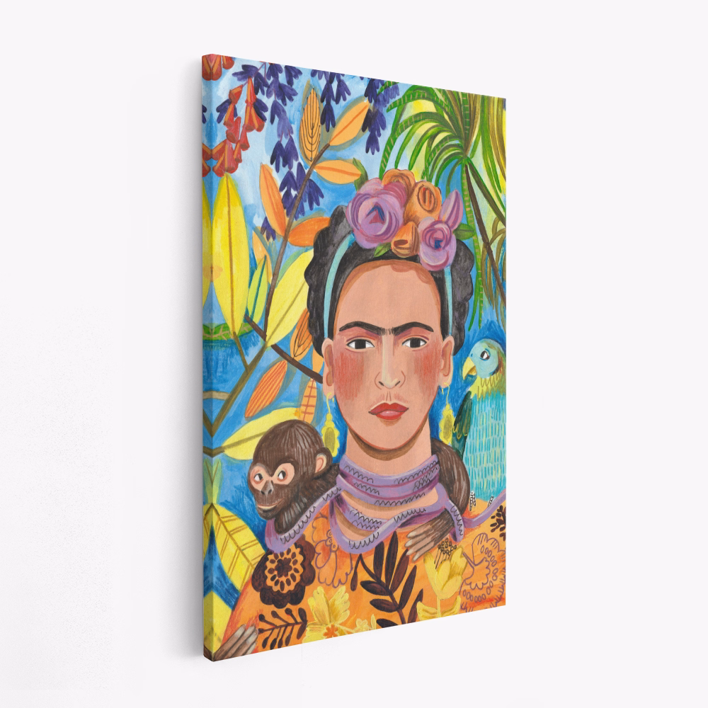 Canvastavla Frida and her parrots - Tavla