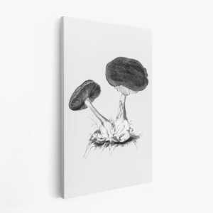 Canvastavla Vintage Violet Webcap Mushroom Bright BW - Tavla